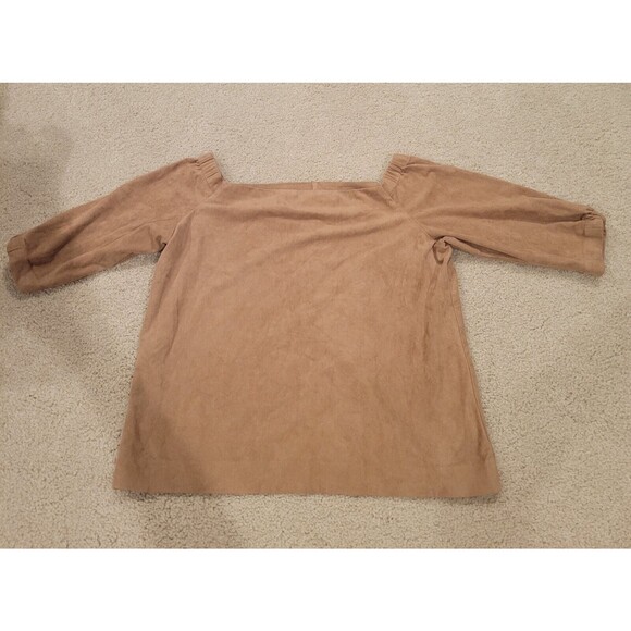 Black Label Chico's Off The Shoulder Faux Suede Top Women's Size XS/2 Vegan - Picture 3 of 9